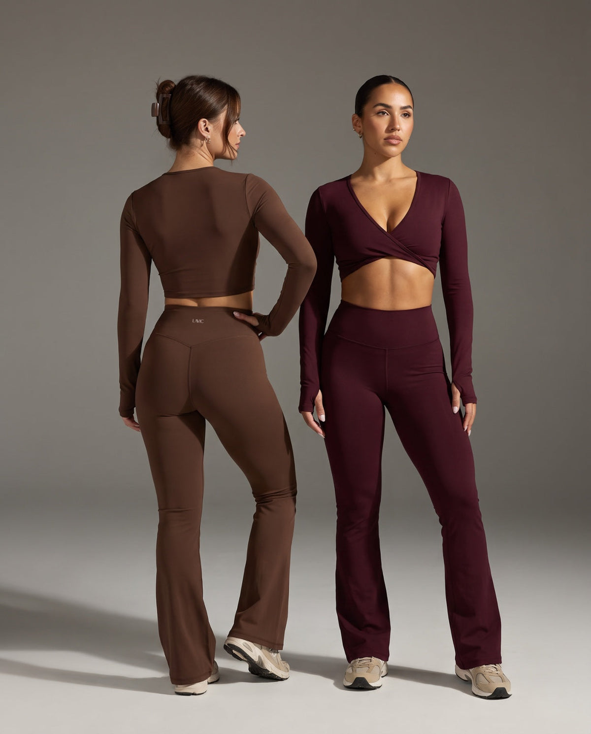 LAVIC Sway Pants back view in Chocolate and Ruby Wine